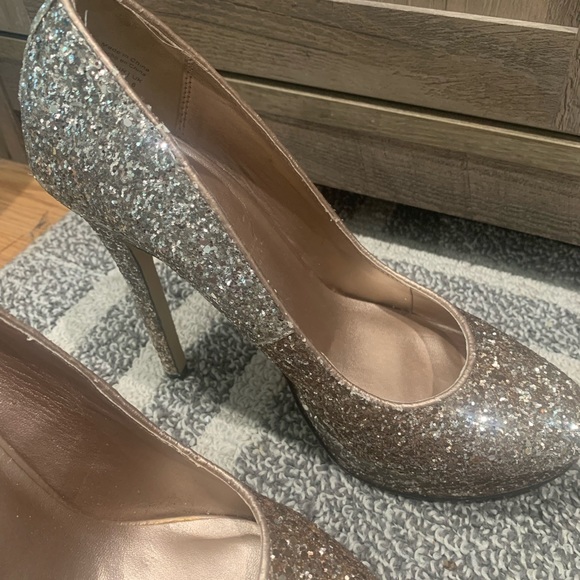 Women’s Formal Party Prom Sparkling 4” High Heels Size 8.5 Silver Rose-gold - Picture 11 of 12